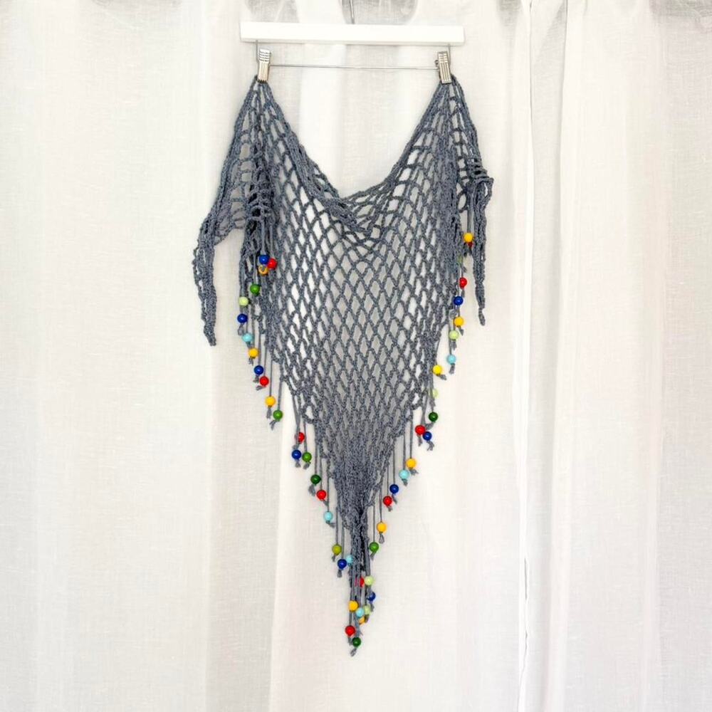 handmade crochet beaded mesh hip scarf wrap